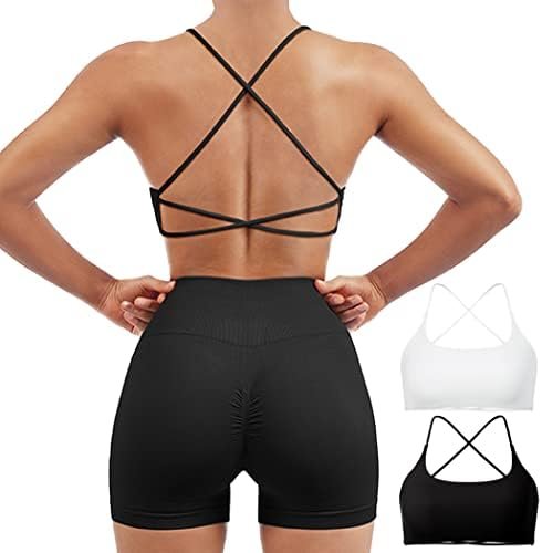 SUUKSESS Women 2 Piece Open Back Sports Bra Pack Strappy