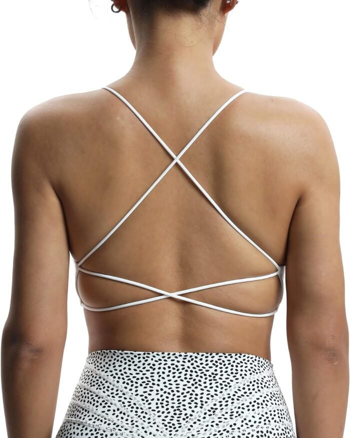 Aoxjox Women’s Workout Sports Bras Fitness Veronica Cross Back Padded Low Impact Twist Bra Yoga Crop Tank Top
