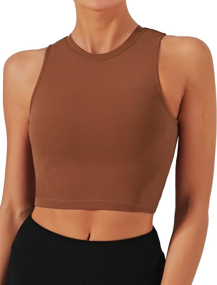 Natural Feelings Sports Bras for Women Removable Padded Yoga Tank Tops Sleeveless Fitness Workout Running Crop Tops