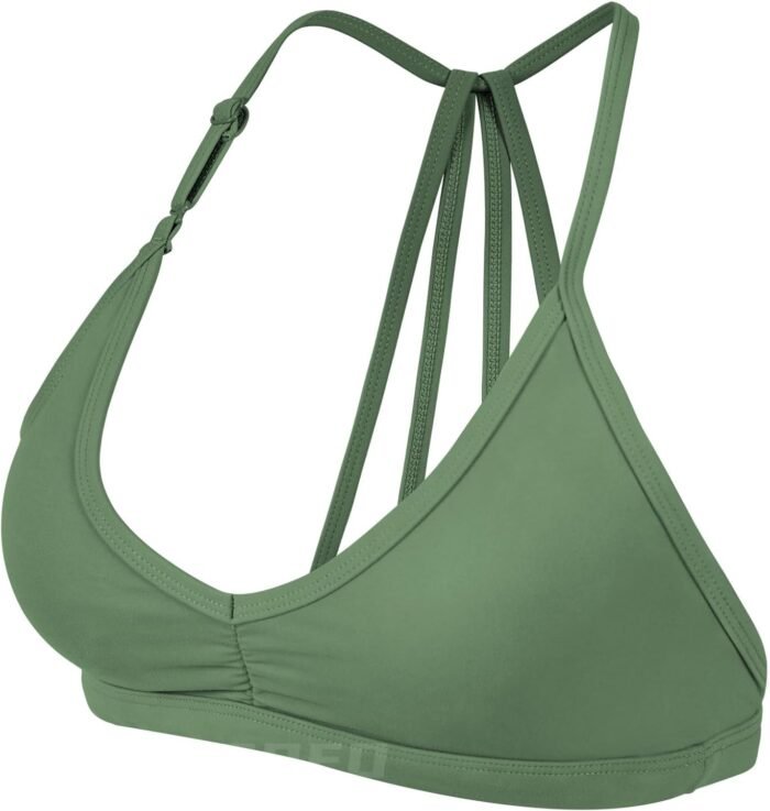 YEOREO Workout Sports Bras for Women Padded Strappy Open Back Gym Bra Light Impact Criss Cross Yoga Crop Top