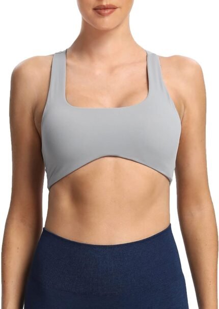 Aoxjox Women’s Workout Sports Bras Fitness Backless Padded Define Sculpt Racerback Bra Yoga Crop Tank Top