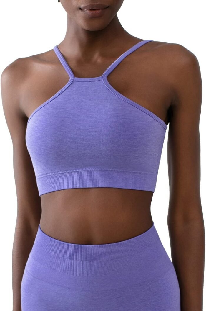 CELER Sports Bras for Women High Neck Low Impact Seamless Workout Yoga Gym Crop Top