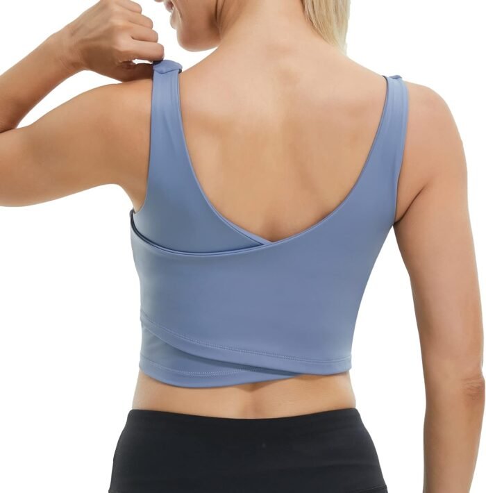 JOJOANS Longline Sports Bras for Women – Wirefree Padded Yoga Bra Support Yoga Crop Tank Tops Fitness Workout Running Top