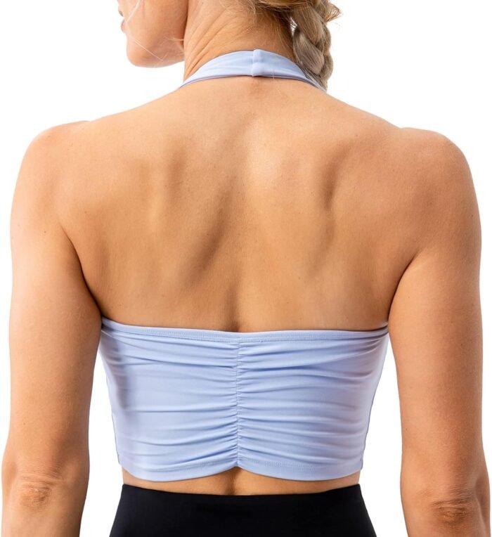 Lavento Women’s Halter Sports Bra Longline Padded Yoga Crop Bras Top