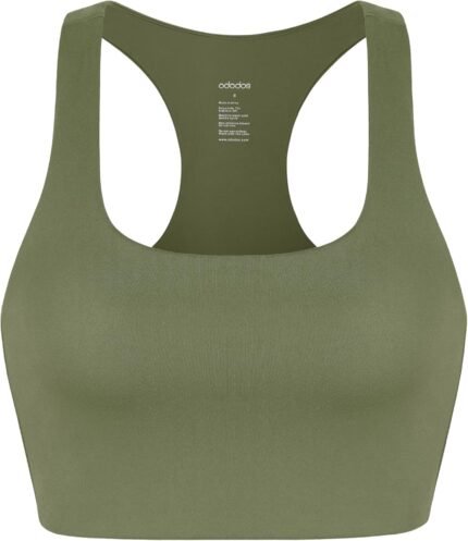 ODODOS 2-Pack Racerback Sports Bra for Women Medium Support Non Padded Yoga Bra with Band Sleeveless Crop Tank Tops