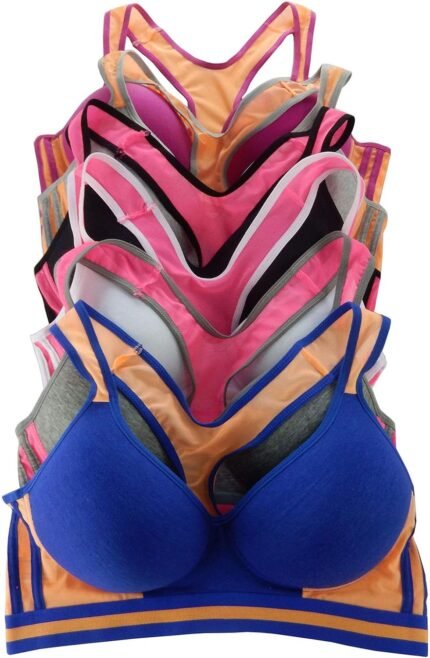 Viola’s Secret Women Bras 6 Pack of Cotton Sports Bra B Cup C Cup and D Cup