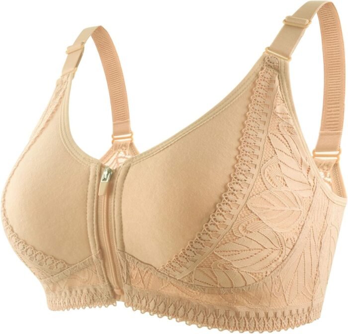 Womens Zip Front Sports Bra Longline Yoga Bra Push up Plus Size Daily Bra Wireless Post-Surgery Bra Push Up Bra