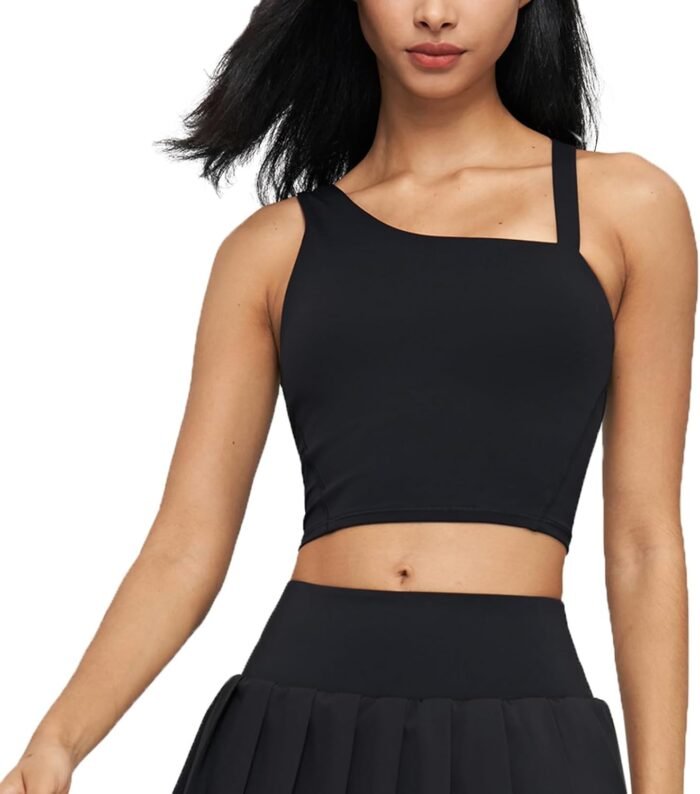 altiland Women’s Removable Padded Longline Sports Bra Tank, Medium Support Gym Yoga Running Crop Top