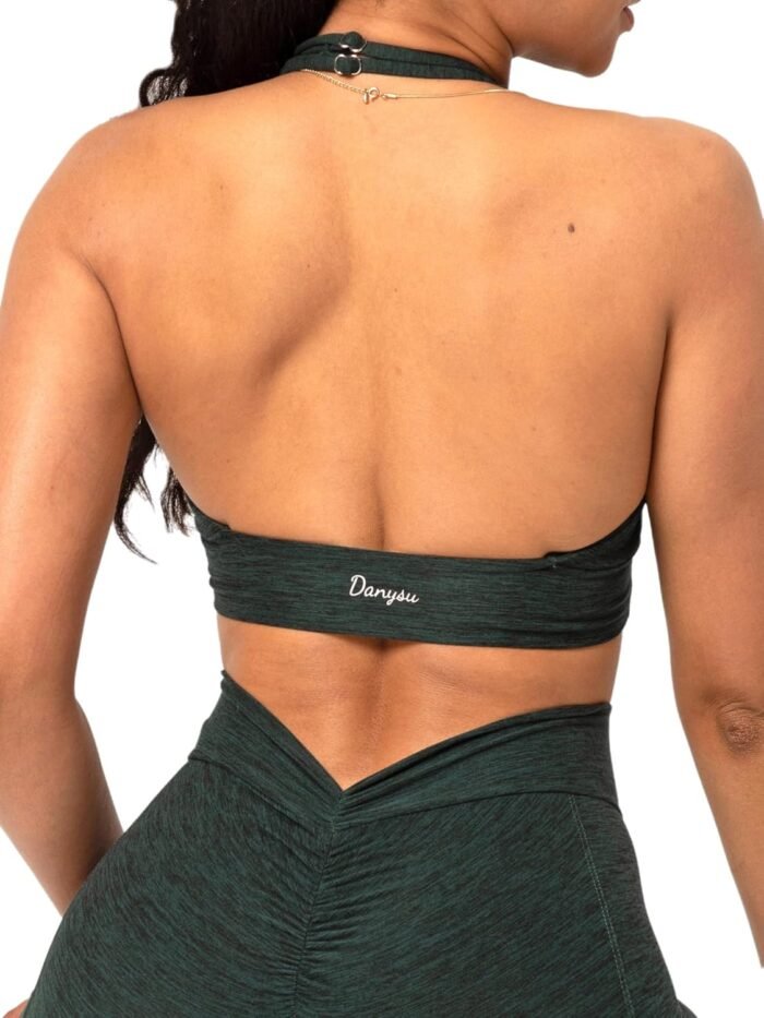 Danysu Adjustable Halter Sports Bra Butter Soft Open Back Workout Tops with Removable Padded Yoga Training Bras Going Out Top